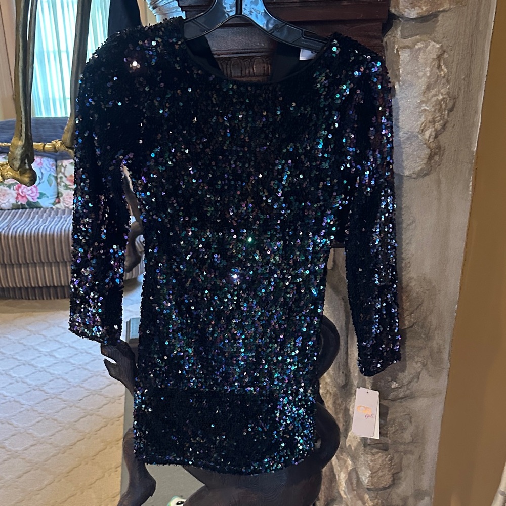 Black Sequin Dress brand new kids size 8 GB girls